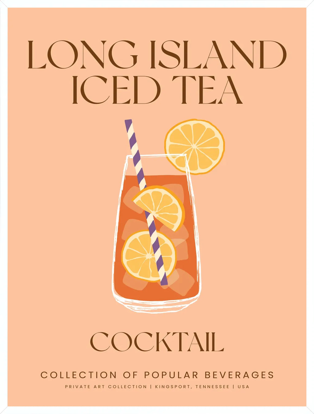 Cadre blanc epure presentant l'affiche cocktail long island iced tea