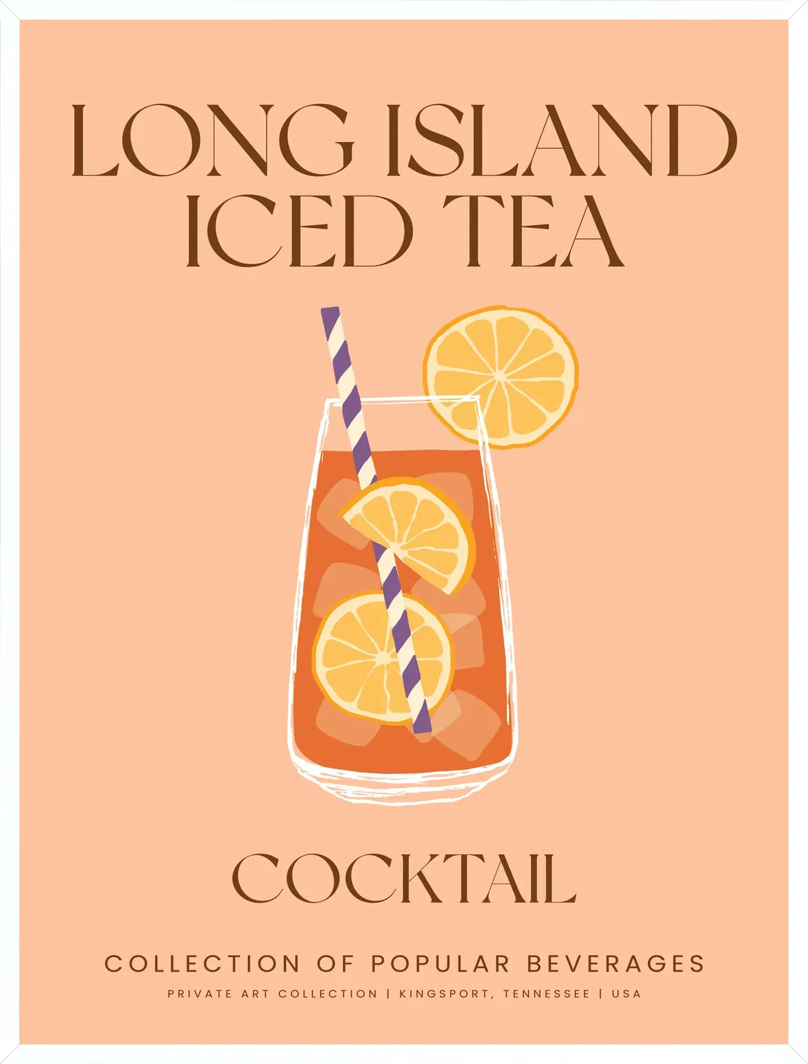 Cadre blanc epure presentant l'affiche cocktail long island iced tea