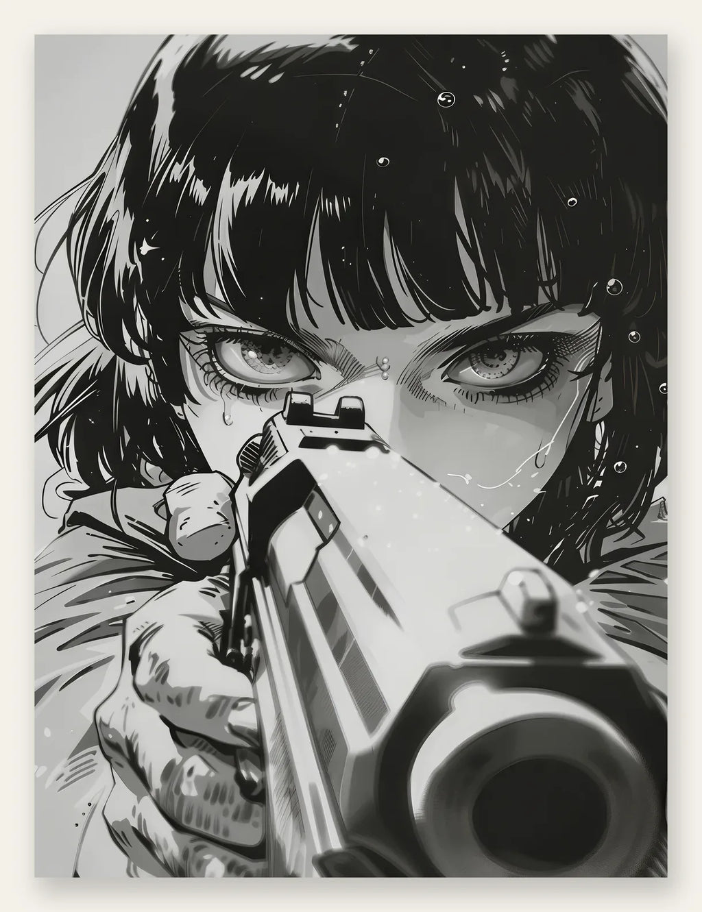 Affiche fille manga au pistolet art japonais