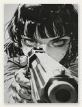 Affiche fille manga au pistolet art japonais