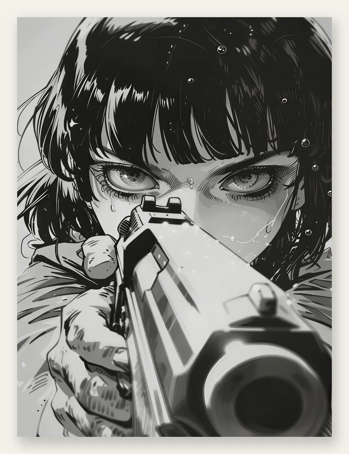 Affiche fille manga au pistolet art japonais
