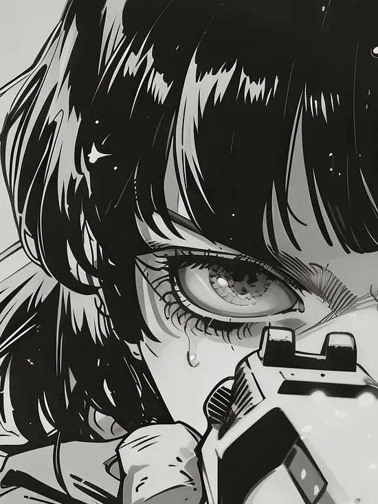 Gros plan sur fille manga au pistolet
