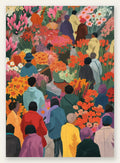 Affiche marche aux fleurs colore art japonais