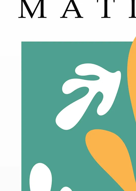 Gros plan sur corail jaune sur vert des papiers decoupes Matisse