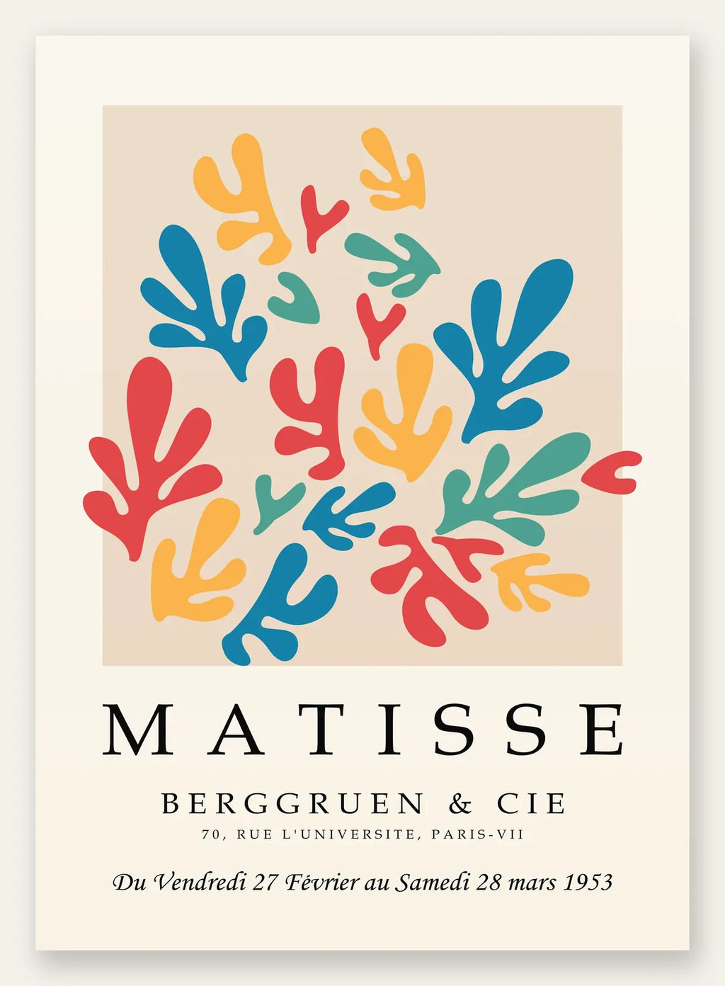 Corails Multicolores en papiers decoupes Matisse sur fond colore
