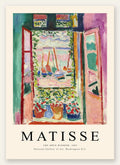 Fenetre ouverte sur une mer rose et turquoise aux voiliers, affiche Matisse fauve 1905