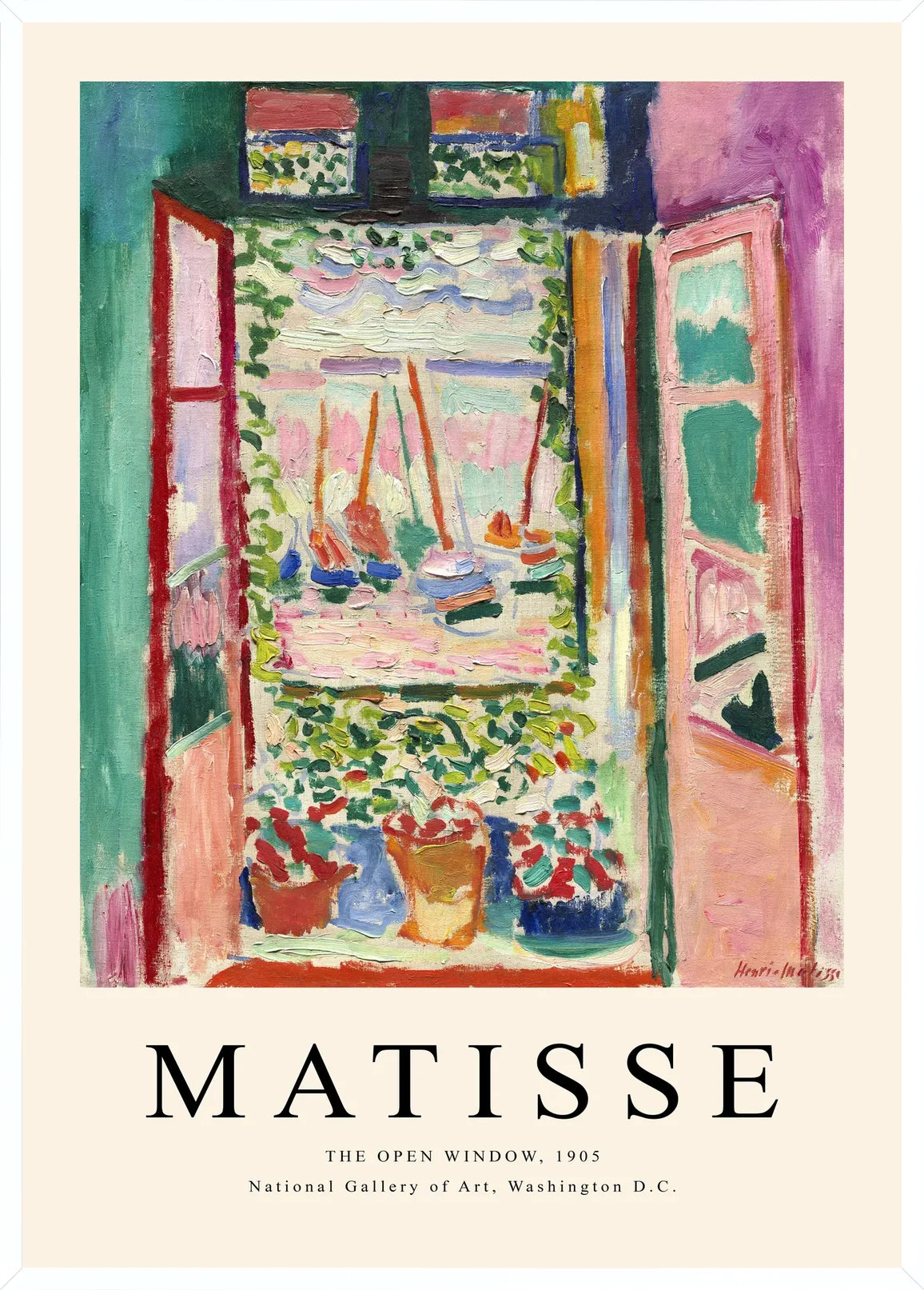 Cadre blanc epure presentant l'affiche Matisse La Fenetre Ouverte