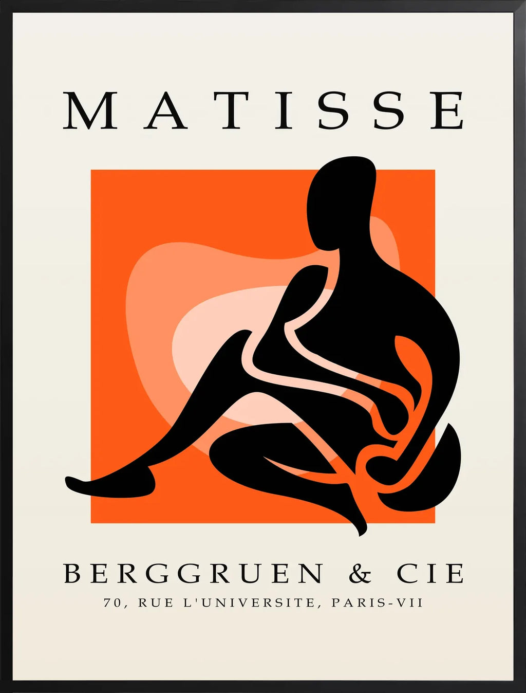 Encadrement noir mat autour de l'affiche Matisse figure noire