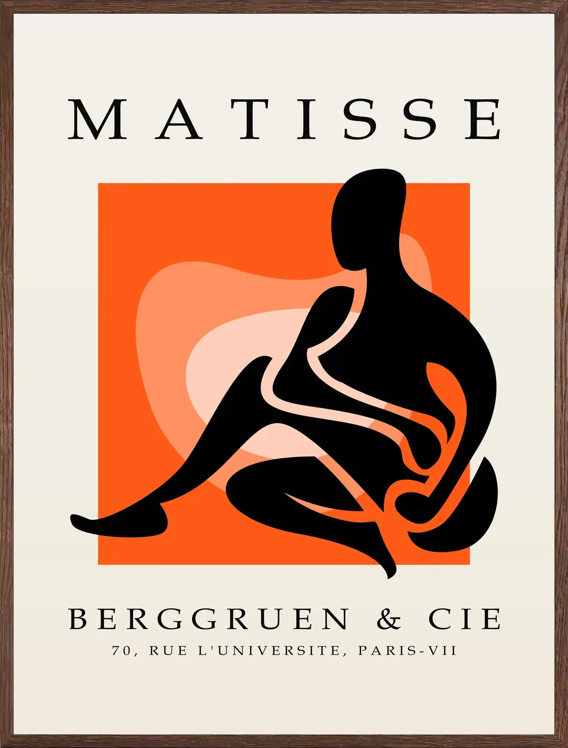 Cadre chene clair entourant l'affiche Matisse figure noire