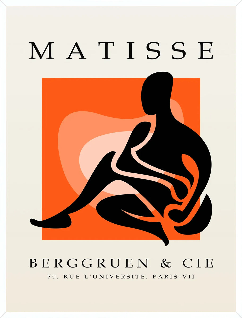 Cadre blanc epure presentant l'affiche Matisse figure noire