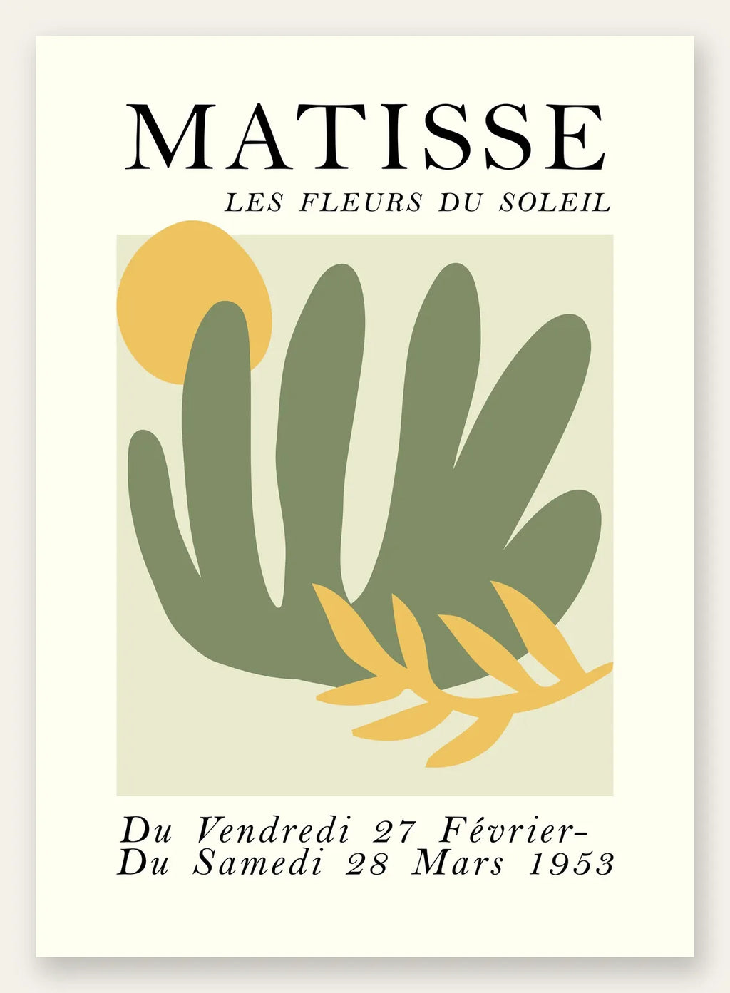 Les Fleurs du Soleil en papiers decoupes Matisse sur fond colore
