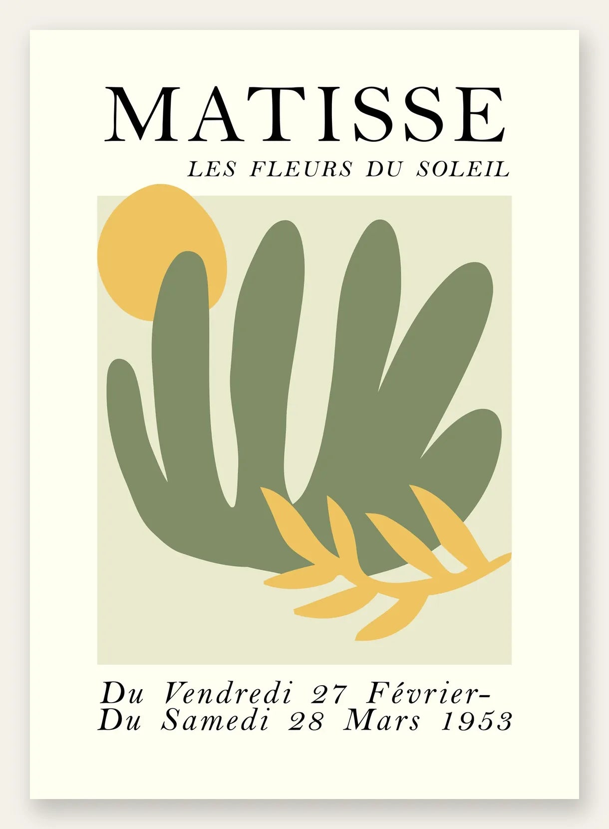Les Fleurs du Soleil en papiers decoupes Matisse sur fond colore