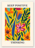 Fleurs maximalistes colorees sur fond jaune, affiche Matisse florale Keep Positive