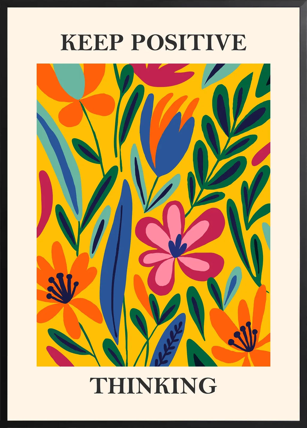 Encadrement noir mat autour de l'affiche Matisse fleurs Keep Positive