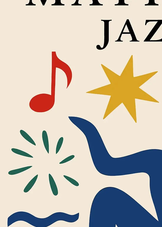 Gros plan sur la figure bleue en papiers decoupes de Matisse Jazz