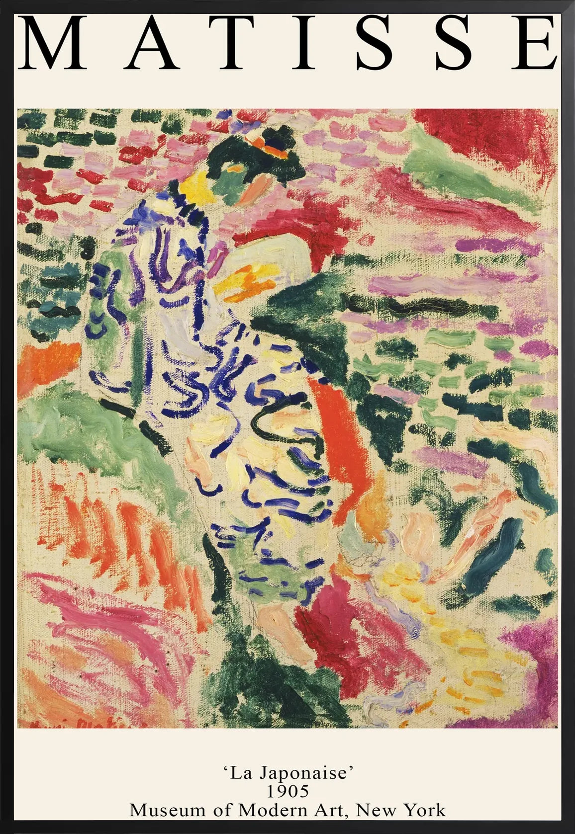 Encadrement noir mat autour de la peinture fauve Matisse La Japonaise