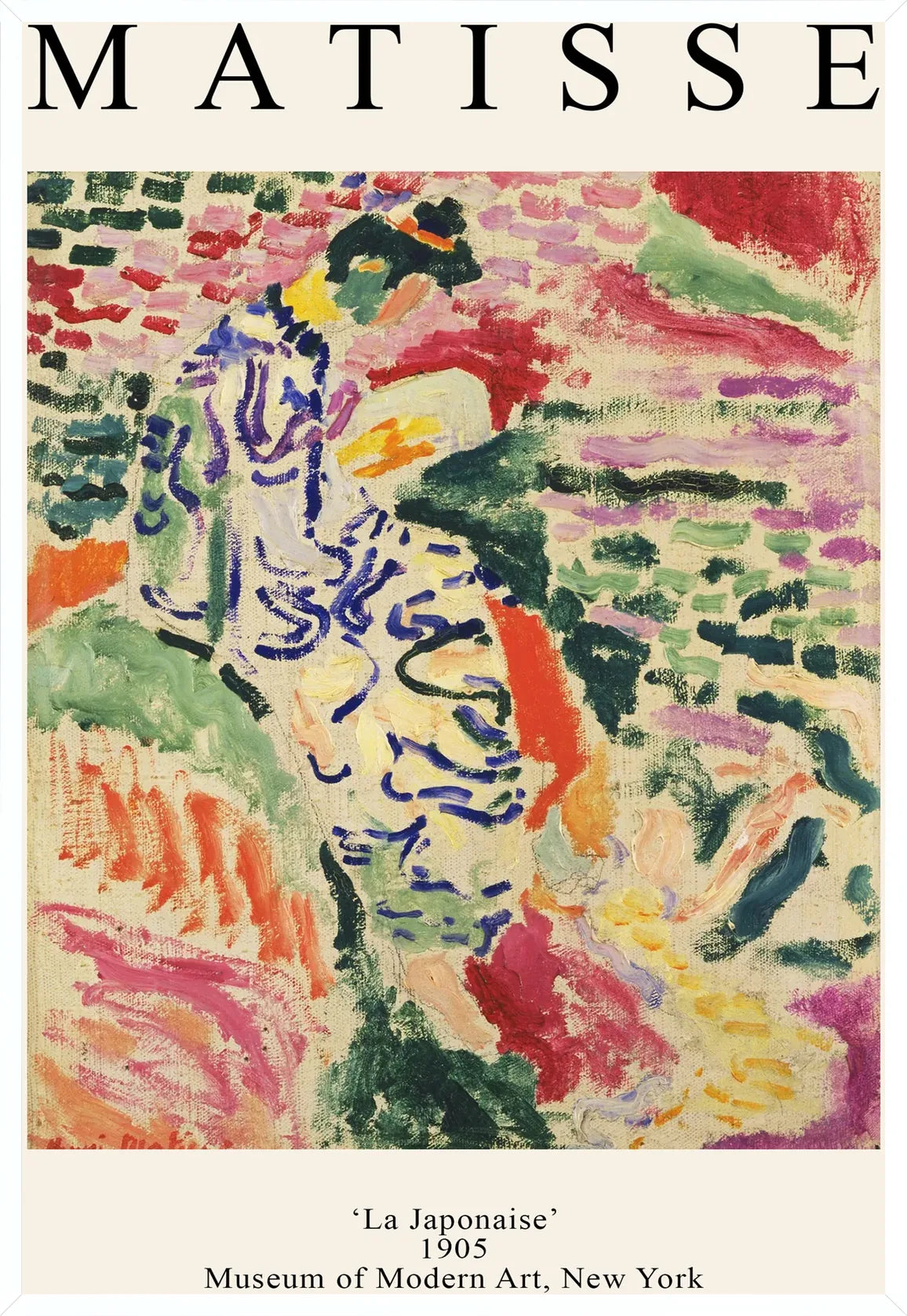 Cadre blanc epure presentant l'affiche Matisse La Japonaise 1905