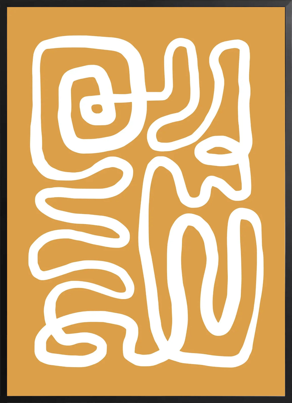 Encadrement noir mat autour de l'affiche Matisse ligne continue ocre