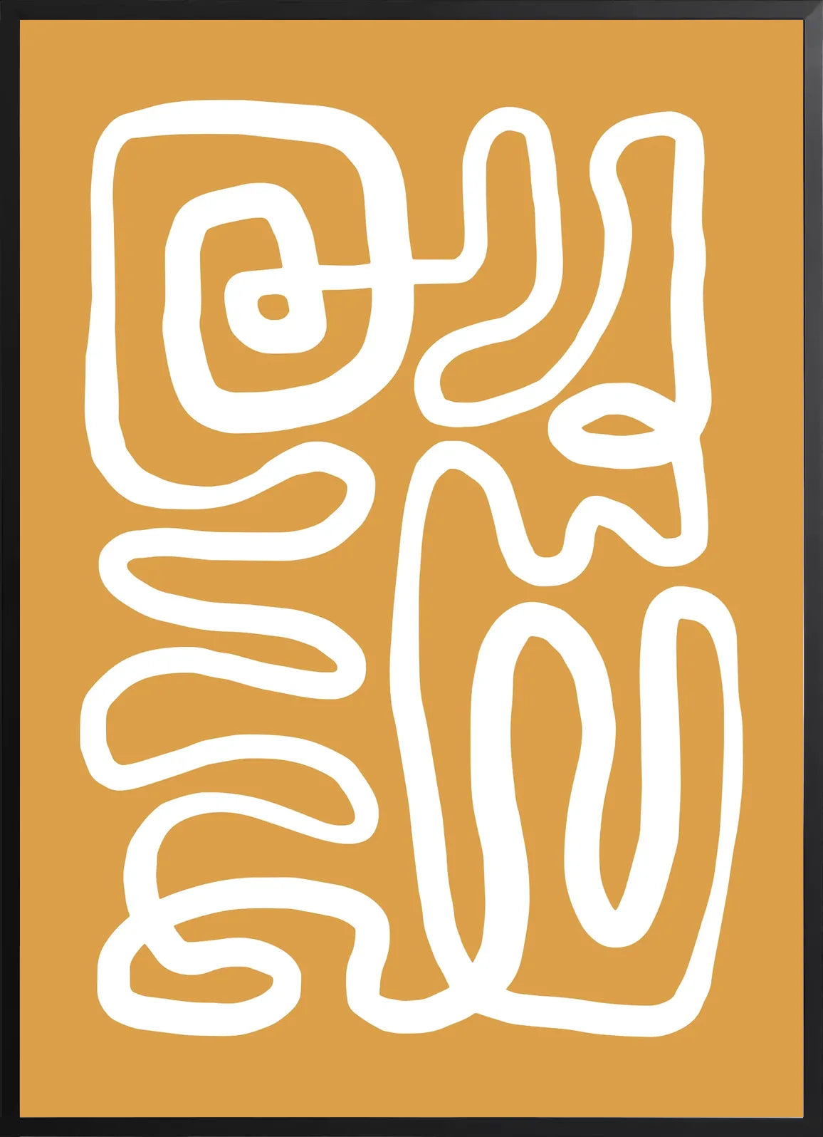 Encadrement noir mat autour de l'affiche Matisse ligne continue ocre