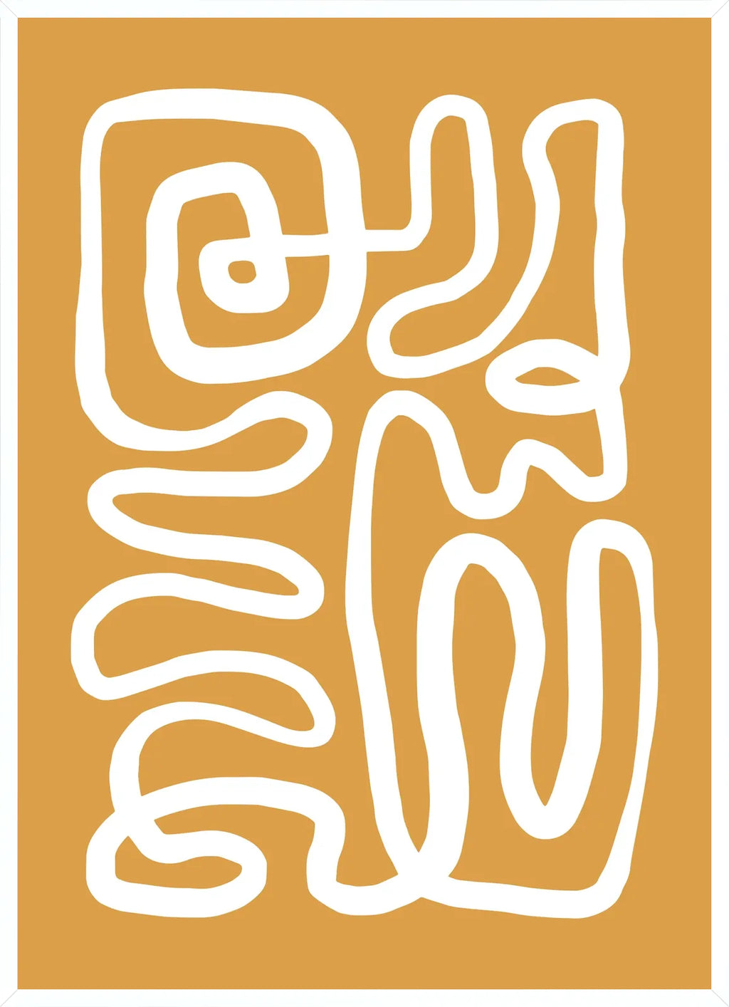 Cadre blanc epure presentant l'affiche Matisse ligne continue ocre