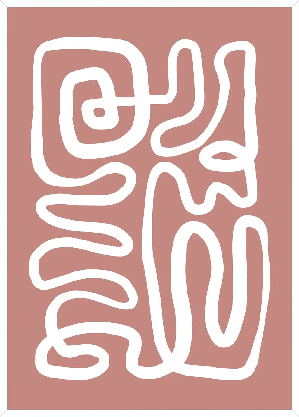 Cadre blanc epure presentant l'affiche Matisse ligne continue terracotta