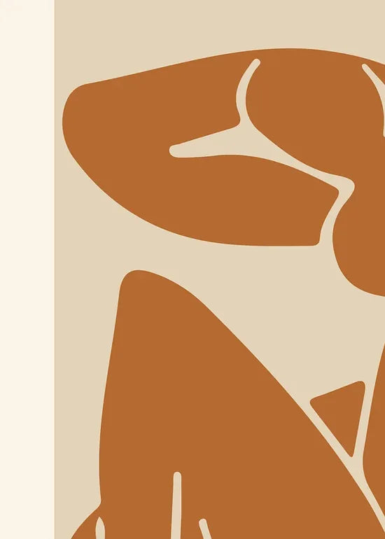 Gros plan sur le nu terracotta en papiers decoupes de Matisse