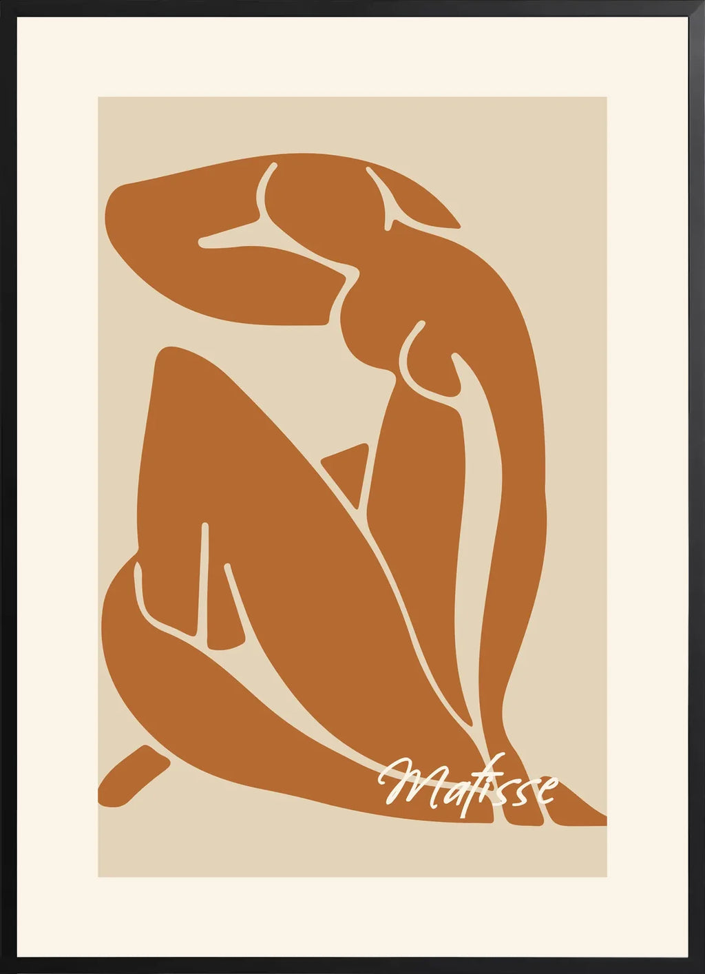 Encadrement noir mat autour du nu terracotta de Matisse