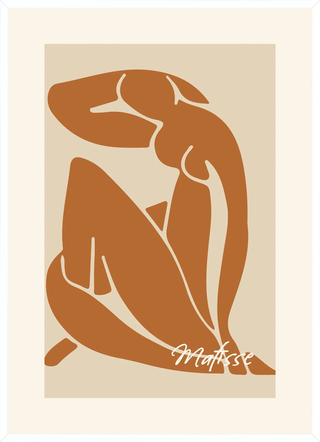 Cadre blanc epure presentant l'affiche Matisse nu terracotta