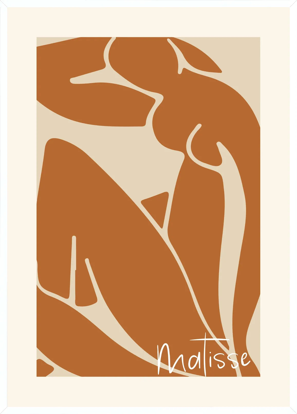 Cadre blanc epure presentant l'affiche Matisse nu terracotta