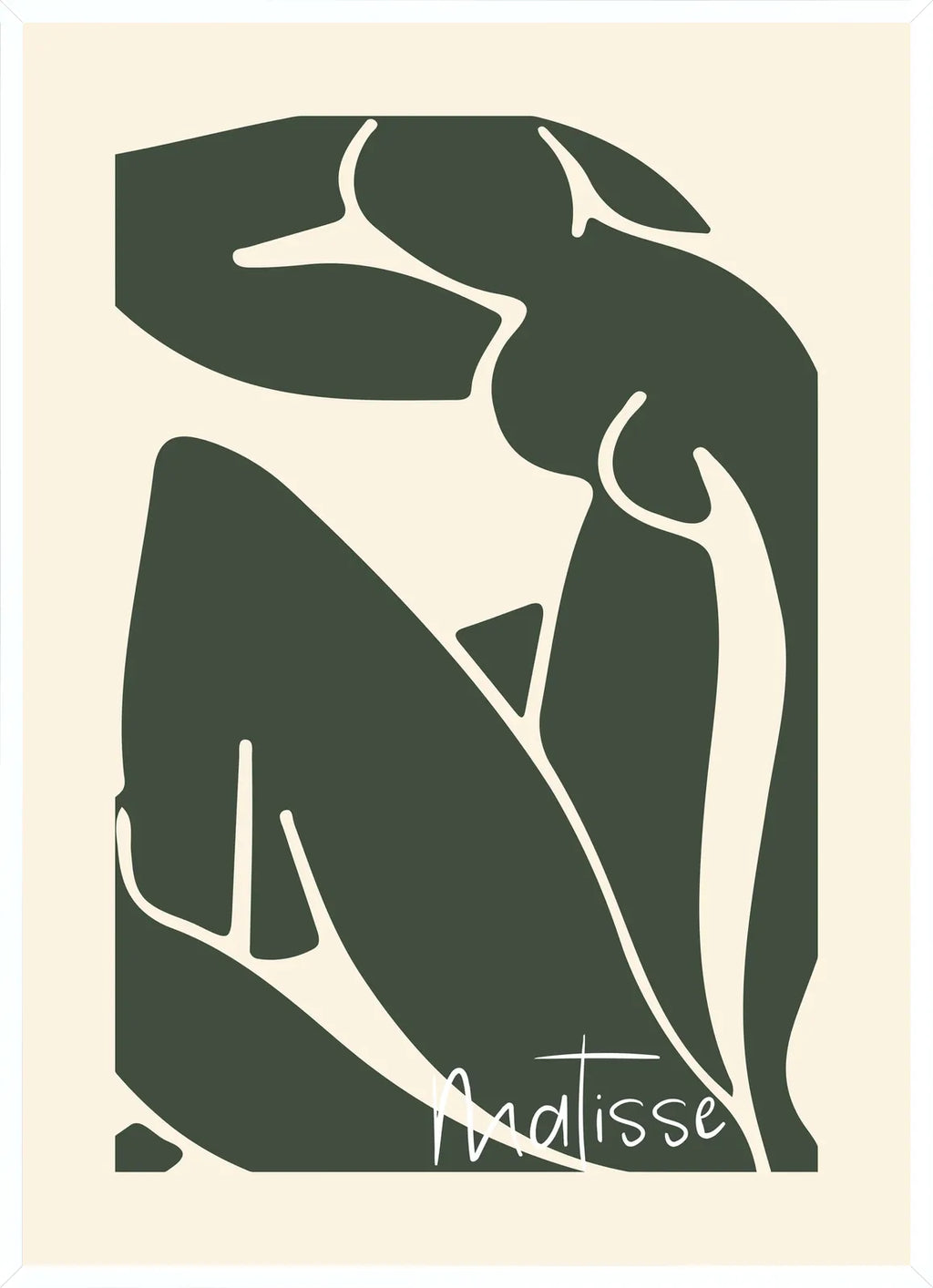 Cadre blanc epure presentant l'affiche Matisse nu vert