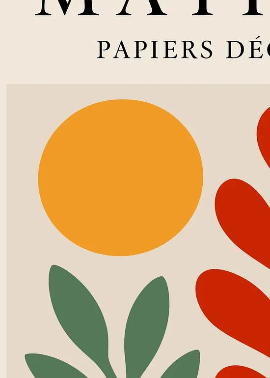 Gros plan sur disque branche et corail rouge des papiers decoupes Matisse