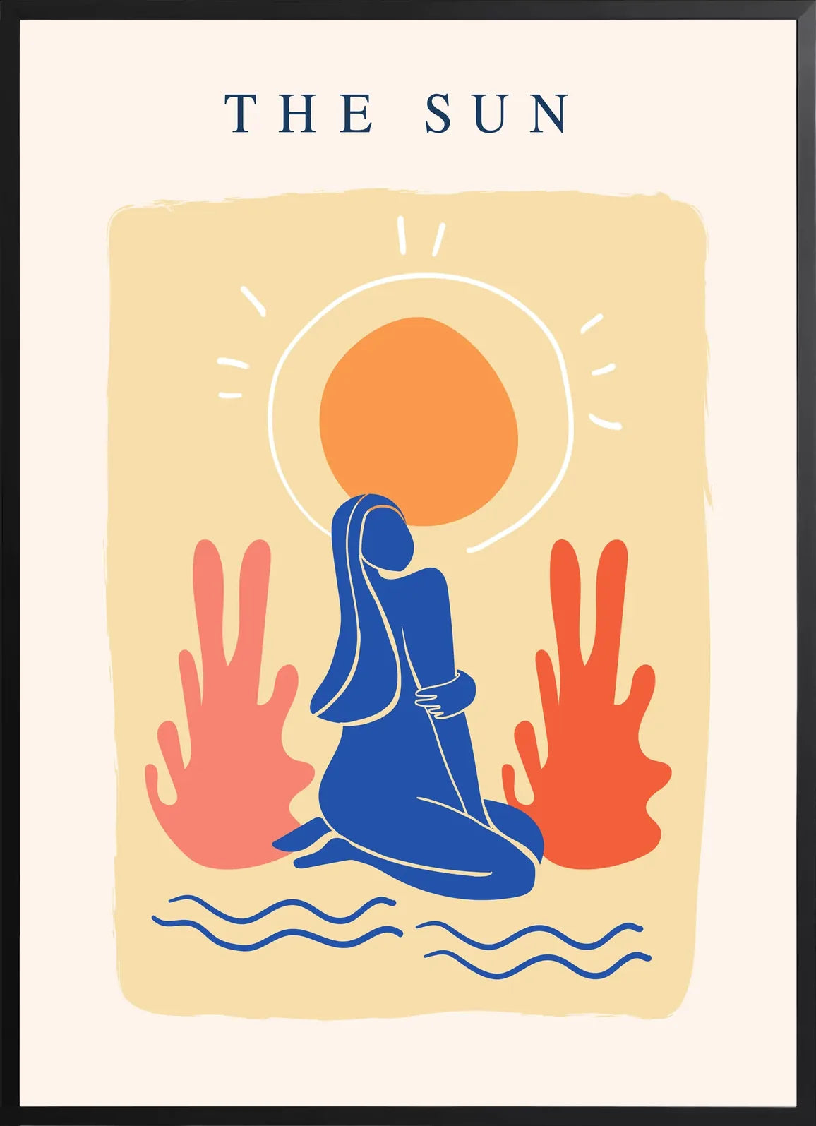 Encadrement noir mat autour de l'affiche Matisse The Sun femme bleue