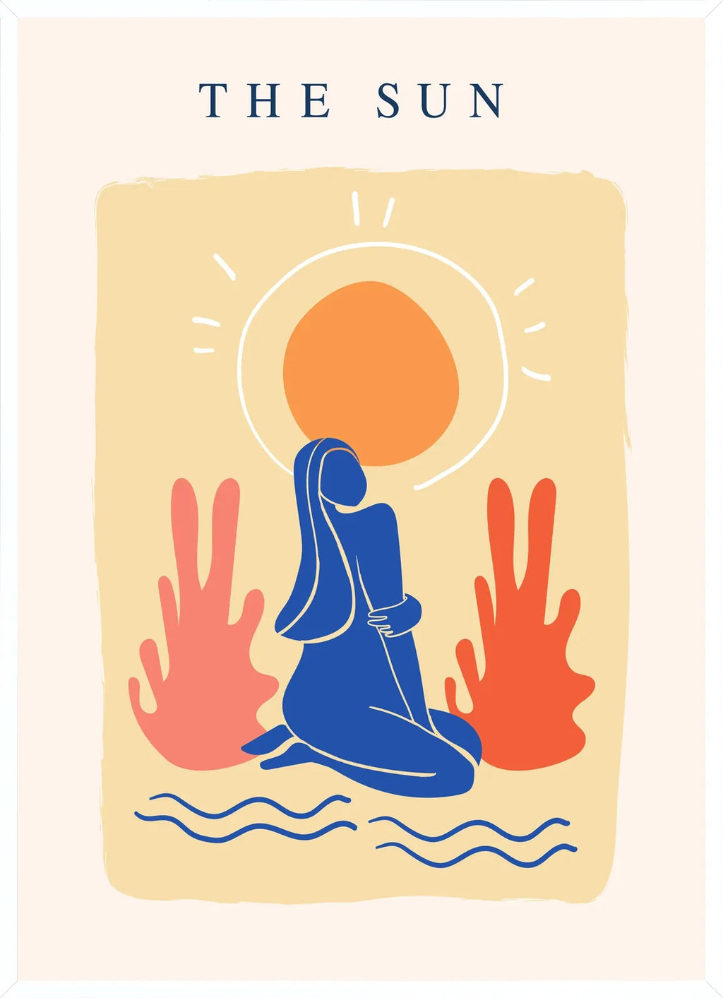 Cadre blanc epure presentant l'affiche Matisse The Sun femme bleue