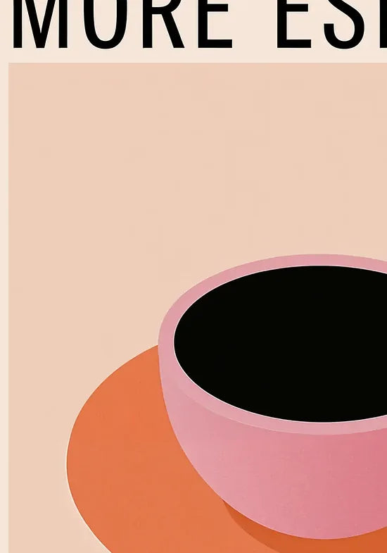 Gros plan sur la tasse a espresso rose et le cafe noir