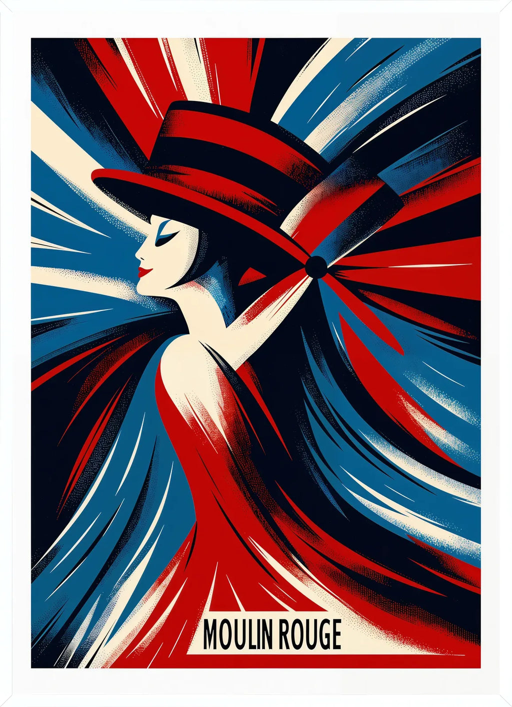 Cadre blanc epure presentant l'affiche Moulin Rouge Art Deco