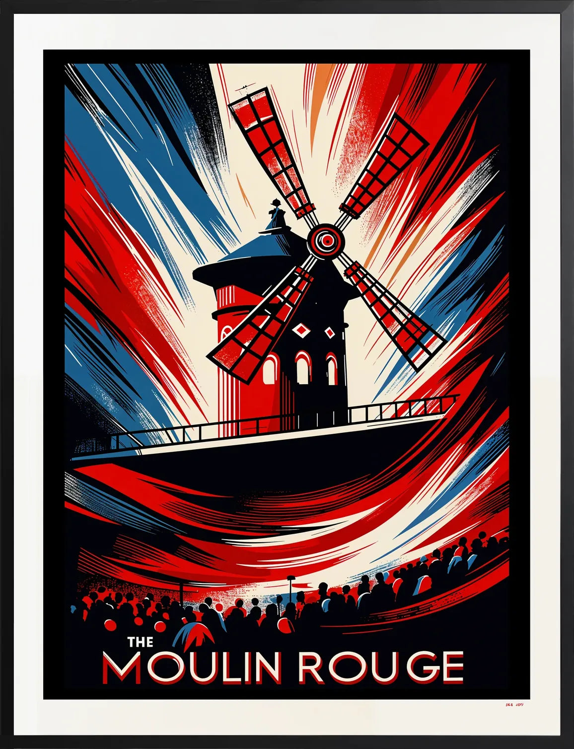 Encadrement noir mat autour du moulin du Moulin Rouge
