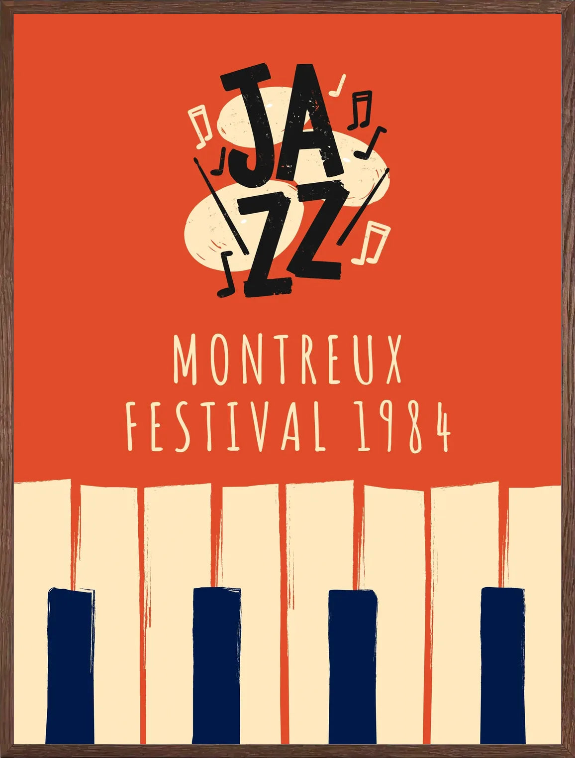 Cadre chene clair entourant l'affiche jazz festival piano