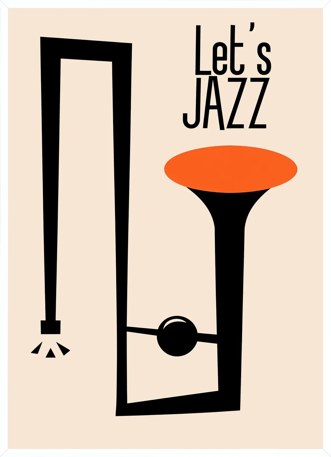 Cadre blanc epure presentant l'affiche jazz trompette Lets Jazz