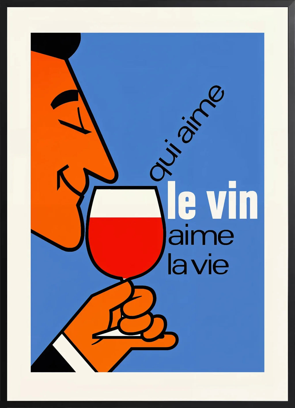 Encadrement noir mat autour de l'homme et du verre de vin rouge