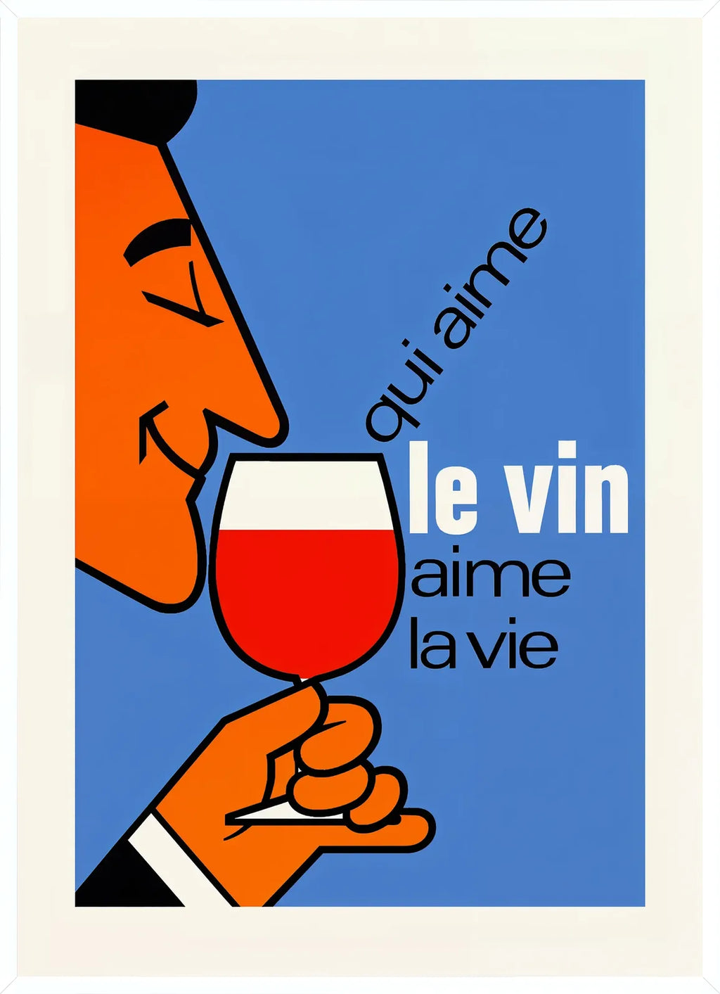 Cadre blanc epure presentant l'affiche Qui Aime Le Vin