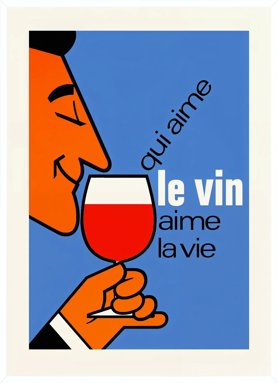 Cadre blanc epure presentant l'affiche Qui Aime Le Vin