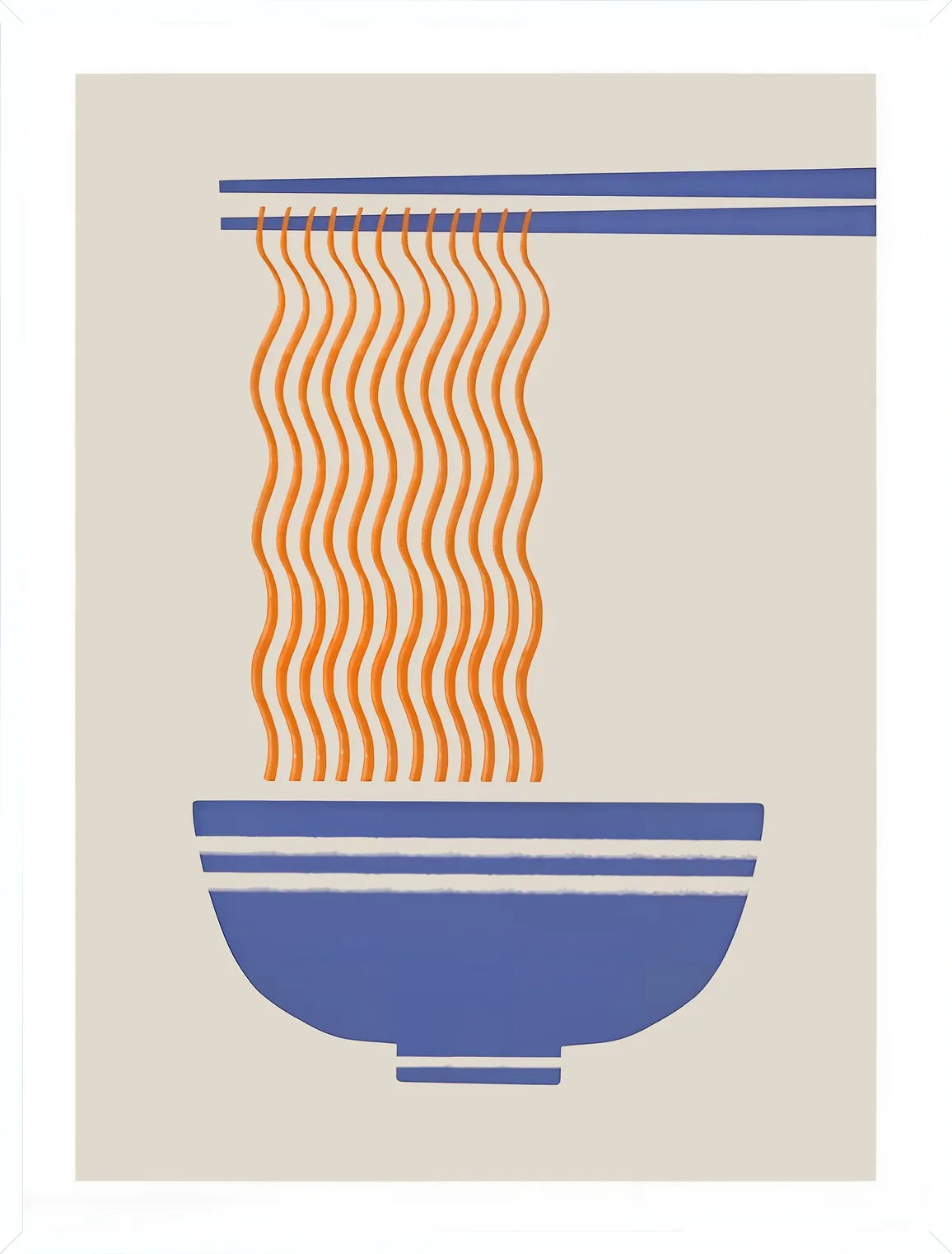 Cadre blanc epure presentant l'affiche cuisine ramen minimaliste