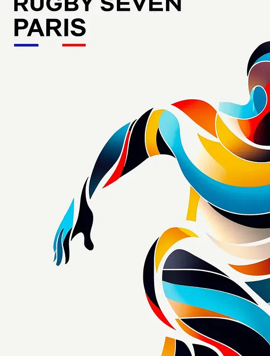 Gros plan sur le ballon et les rubans colores du joueur de rugby