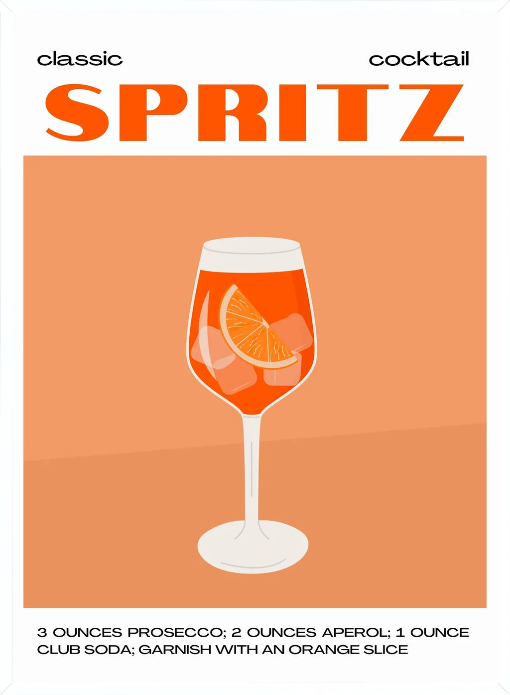 Cadre blanc epure presentant l'affiche cocktail spritz minimaliste