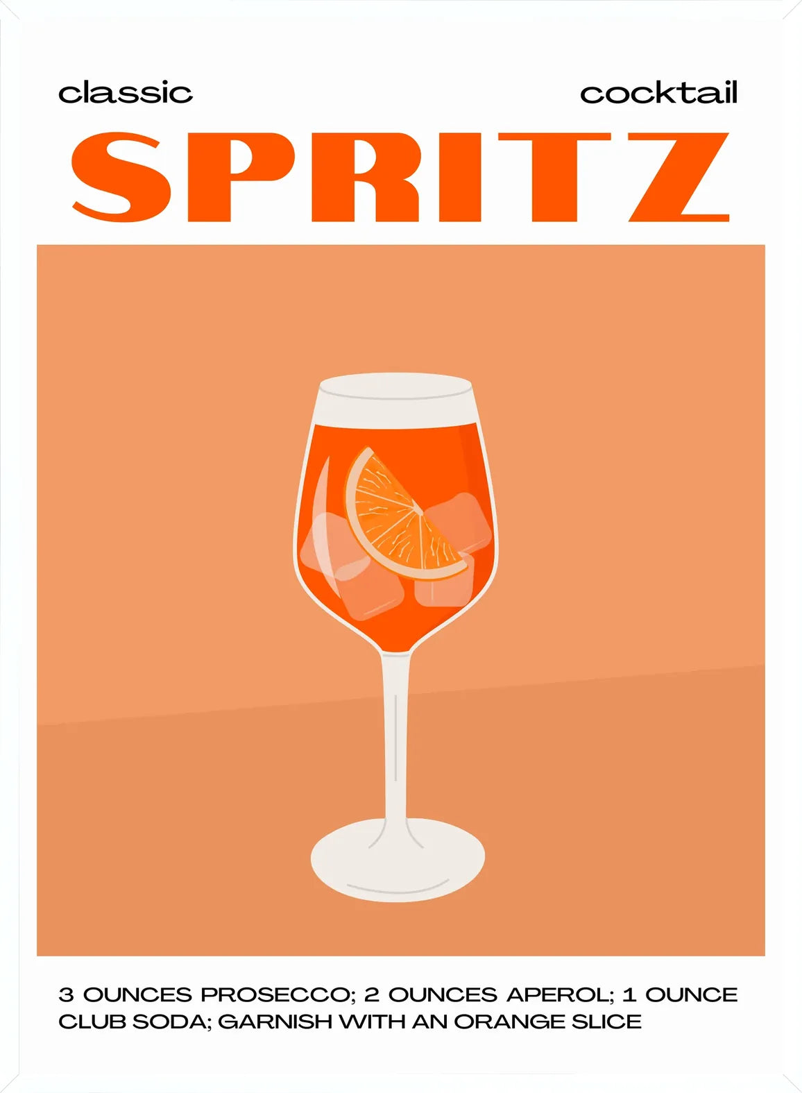Cadre blanc epure presentant l'affiche cocktail spritz minimaliste