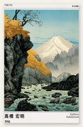Affiche mont Fuji Takahashi Hiroaki, riviere et feuillage d automne estampe japonaise