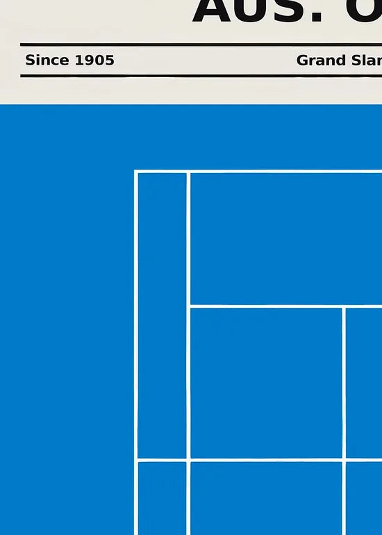 Gros plan sur le court de tennis stylise, grain du papier 275 g/m2 et texture de l encre visibles
