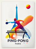 Joueur de ping-pong en extension a la raquette, Tour Eiffel Paris