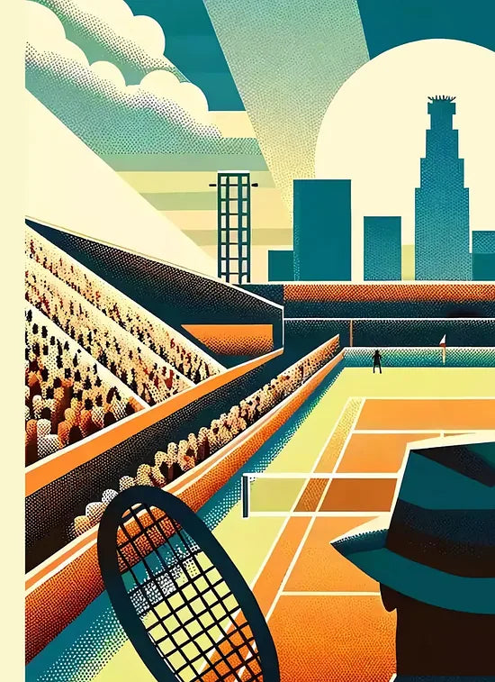 Gros plan sur le stade de tennis et la silhouette du spectateur