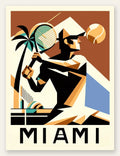 Joueur de tennis cubiste a la raquette, palmier et balle, Miami